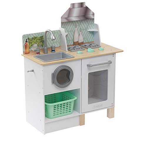 KidKraft 10230 Spielküche aus Holz mit Waschmaschine und Wäschekorb für Kinder, Weiß