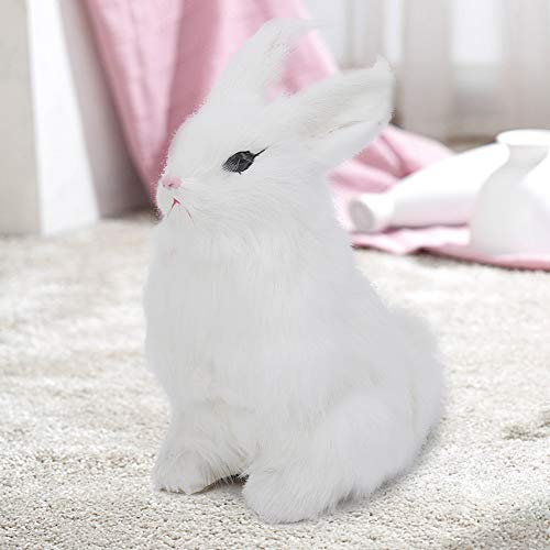Mini Realistische Plüsch Kaninchen Lebensechte Tier Ostern Dekoration Ornament Ornament Spielzeug Modell Geschenk(Weiß)