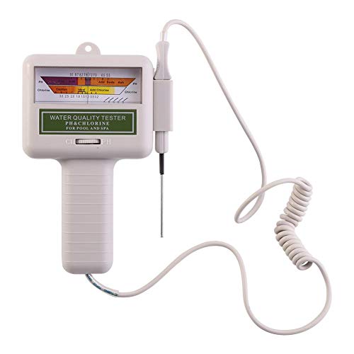 Wasserqualitätstester, Digitaler 2 in 1 pH-Chlor/Cl2-Tester, Tragbarer Wasserqualitätsmonitor, mit großem Bildschirm, für Schwimmbad-Spa (Grauweiß)