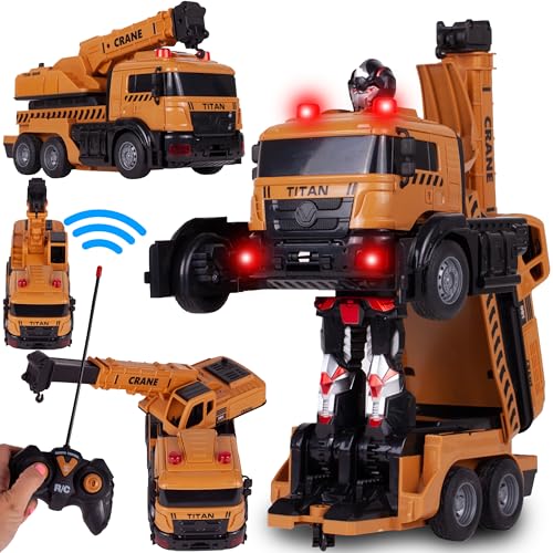 MalPlay Baukran Transformer Robot mit Fernsteuerung Auto Kinder Roboter mit Fernbedienung ab 6 Jahre