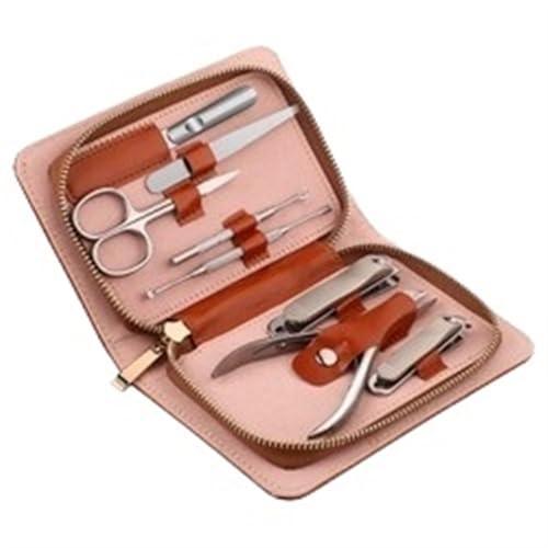 8-teiliges Nagelknipser- und Nagelverbesserungsset mit schräger, professioneller Nagelknipser-Leder-Aufbewahrungsbox aus Edelstahl (Color : C2)