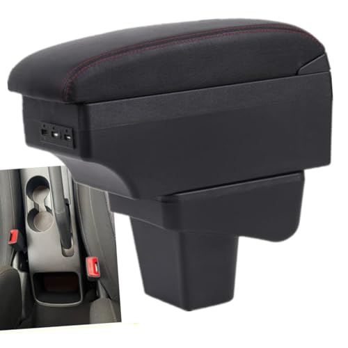 QCALAZ Für Kia Für Stonic Auto-Armlehnen- Armlehnenbox, Aufbewahrungsbox, speziell für die Nachrüstung des Innenraums mit USB-Autozubehör (A1, rote Linie, kein USB)