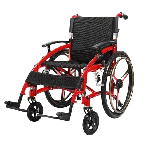 Selbstfahrender Sportrollstuhl,Ultraleicht Rollstuhl Leicht Faltbar Reiserollstuhl,Superleichter Rollstuhl mit Aluminiumrahmen, Premium Transportrollstuhl