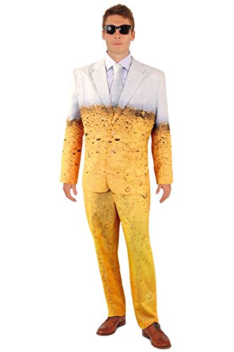 shoperama Lustiger Bier Anzug mit Krawatte Herren Kostüm Sakko Jackett Hose Karneval Party, Größe:60