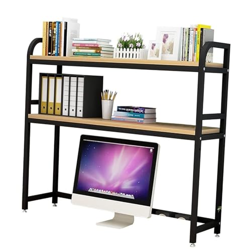 MaGiLL 2-stufiges industrielles Computertisch-Desktop-Regal – verstellbares Schreibtisch-Bücherregal-Organizer-Rack, Mehrzweck-Desktop-Stall-Bücherregal, offenes Arbeitsplatten-Aufbewahru