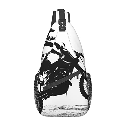 Rider Racing Auto Print Sling Rucksack, leichte faltbare Crossbody-Tasche | wasserabweisender Schulterrucksack für den täglichen Gebrauch, Schwarz , Einheitsgröße