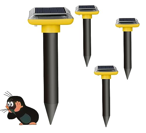 Maulwurfschreck Ultraschall Solar, 4 Stück, Ultraschall für Mäuse, Maulwurfvertreiber, Ultraschall, Solar mit wasserdicht, Maulwurfschreck, Maulwurfschreck, Maulwurfschutz, Gopher