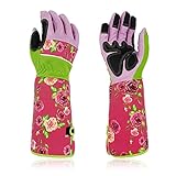 QEES Gartenhandschuhe für Damen, Dornschutz, mit 37 cm langen Ärmeln, zum Schutz Ihrer Arme bis zum Ellenbogen