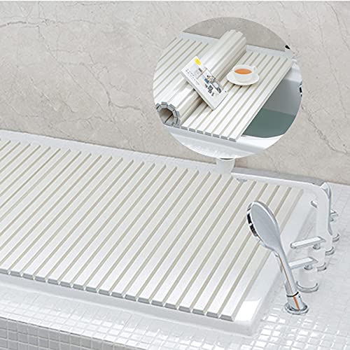 Badewannenabdeckung, Badewannen Abdeckung Belastbar Wasserdichte PVC Badewannenbretter Faltbare Dämmplatte Badewannen Staubdichtes Brett für Hause, Badezimmer, SPA Erfahrung, Weiß (Size:75×120×1.2 cm)