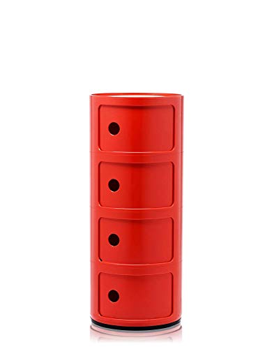 Kartell Componibili Container 4r, Kunststoff, Rot, 32 x 32 x 77 cm