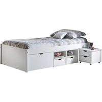 Inter Link Alpine Living Bett Funktionsbett Einzebett Stauraumbett Bett mit Schubladen Echt Holz Bio Weiss lackiert BxHxT: 209 x 48 x 96 cm