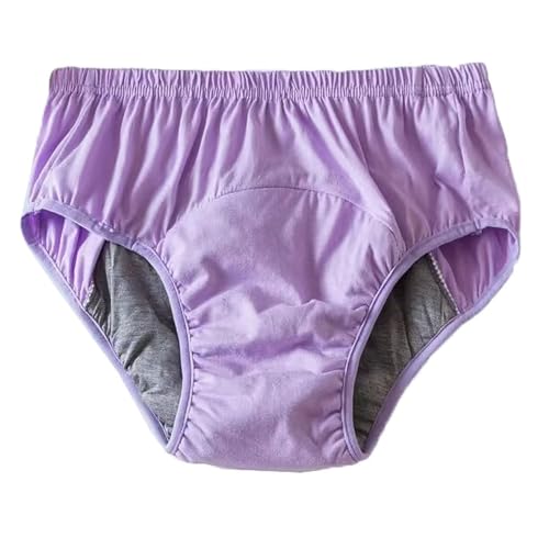 Auslaufsichere Unterwäsche Aus Baumwolle Für Mittelschwere Harninkontinenz Höschen Für Postoperative Pflege Stoffwindeln Für Ältere Menschen (Color : Purple, Size : XX-Large)