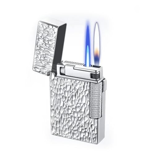 Winddichtes Doppelflammen-Feuerzeug mit Verstellbarer offener Flamme und Jet-Flamme, Metallfeuerzeug mit Schiebezündung, nachfüllbares Butan-Fackelfeuerzeug, hochwertiges Geschenk for Männer (Color :