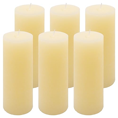 6er Set Rustik-Kerze creme Höhe 20 cm Ø 7,5 cm lange Brenndauer Rund-Kerze Säulenkerzen Kerzen-Deko Tafelkerzen Weihnachts-Kerzen Hochzeits-Deko