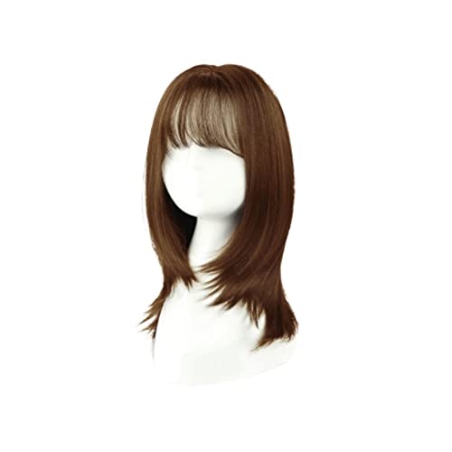 Perücke Perücken mit Air Bangs Haarschwanz Perücken schwarze Farbe Haarperücken for Frauen Party Wig (Color : 02, Stretched Length : 16inches)