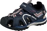 Geox J Borealis Boy Sport Sandal, Black/ORANGE, 27 EU