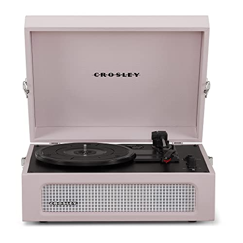 Crosley Voyager Plattenspieler mit 2 Lautsprecher, Bluetooth In & Out und AUX - 3 Speed Retro Schallplattenspieler - Für 7", 10" und 12" Vinyl - Tragbar mit Integriertem Koffer - Amethyst