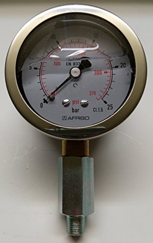 Manometer Glyzerin 1/8" Ø63 mm 0-25 bar (hochwertige Ausführung aus Edelstahl)