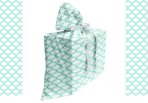 ABAKUHAUS Wasser Baby Shower Geschänksverpackung aus Stoff, Netz Kurvige, 3x Bändern Wiederbenutzbar, 70 x 80 cm, Seafoam Creme