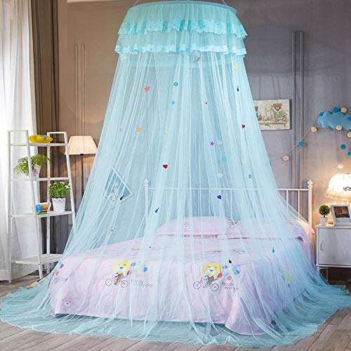 Kuppel Moskitonetz, Spitze Prinzessin Bett Baldachin Geschenk Dekorativer Aufnäher zum Kind Babybett Ideal für Schlafzimmer Dekorativ-Blau