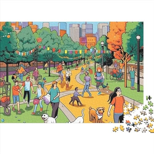 Cartoon Park Puzzles 1000 Teile für Erwachsene, lustige Heimdekoration, Spielzeug, Intellektuelles Spiel, Bildungsspiel, Entspannung und Intelligenz, 1000 Teile (75 x 50 cm)