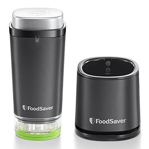 FoodSaver VS1199X Handheld Vakuumiergerät | Mini Vakuumierer mit Ladestation | Versiegelungsmaschine mit 5 Vakuumierbeutel und 1 Frischebehälter