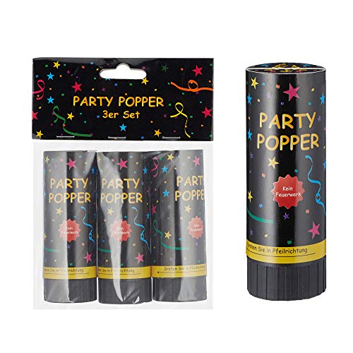 144 x Party-Popper im 3er Set Konfetti Partydekoration Partykanone mehrfarbig 11 cm (144 x Party-Popper)
