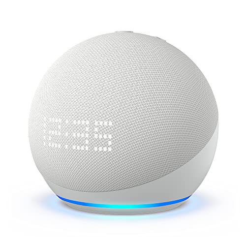 Der neue Echo Dot (5. Gen, 2022) mit Uhr | Smarter Lautsprecher mit Uhr und Alexa | Weiß