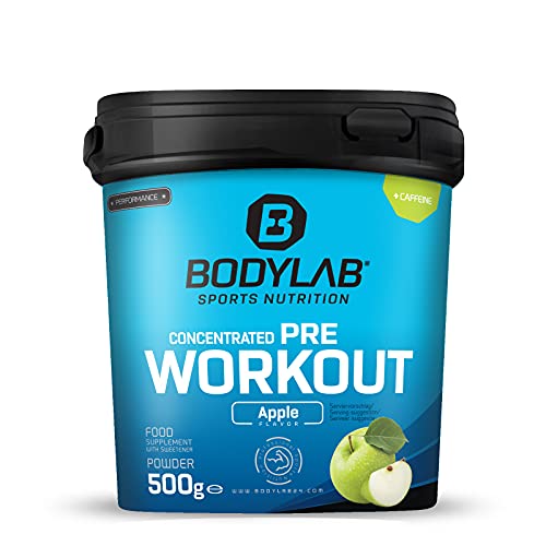 Bodylab24 Concentrated Pre-Workout Booster Grüner Apfel 500g, Energy-Booster mit Kreatin, Beta-Alanin, Arginin, Niacin und Koffein im optimalen Verhältnis für mehr Power und Energie im Training
