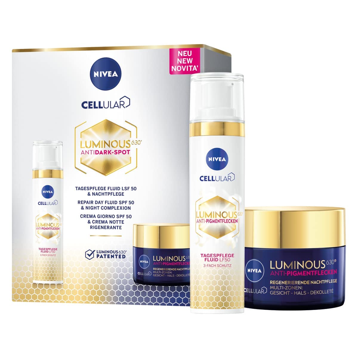 NIVEA Cellular LUMINOUS 630® Anti-Pigmentflecken Tag & Nacht Set, Gesichtspflege, inkl. Anti-Aging Tagespflege und Nachtpflege für reife Haut