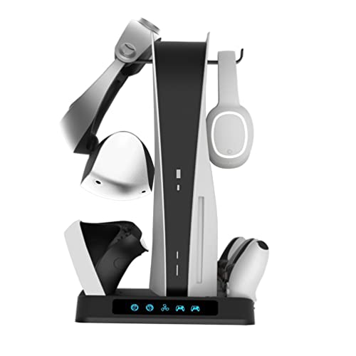 LiLTok für PS5 PSVR2 Ladestation Charging Vertical Stand mit Lüfter, Halterung für PS5 Konsole Headset VR2 Brillen Zubehör
