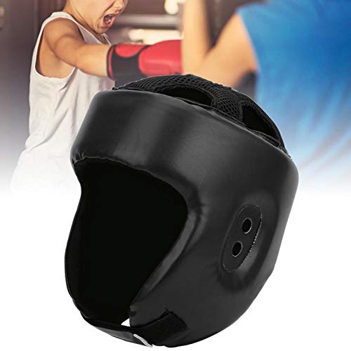 Gedourain Kopfschutz Ausrüstung, guter Schutz Boxhelm Verstellbar, Bequem für das Training (Schwarz, m)