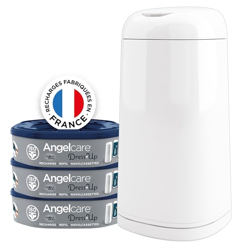 Angelcare AD-DU-FR3 Starter Pack Windeleimer Dress Up + 3 Nachfüllpackungen, Weiß