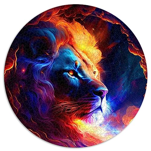 Lion 1000 Piece Jigsaw Puzzles for Adults Circular Puzzle Jigsaw Puzzle Cardboard Puzzle 67.5x67.5cm