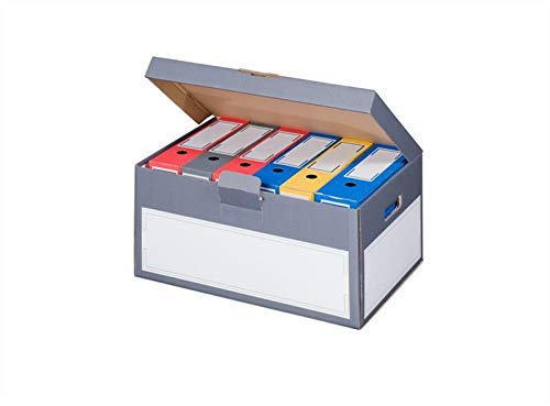 Archivbox Archivschachteln mit Deckel und Tragegriffen 522 x 353 x 260 mm anthrazit Schachtel Archiv Karton 5 Stück