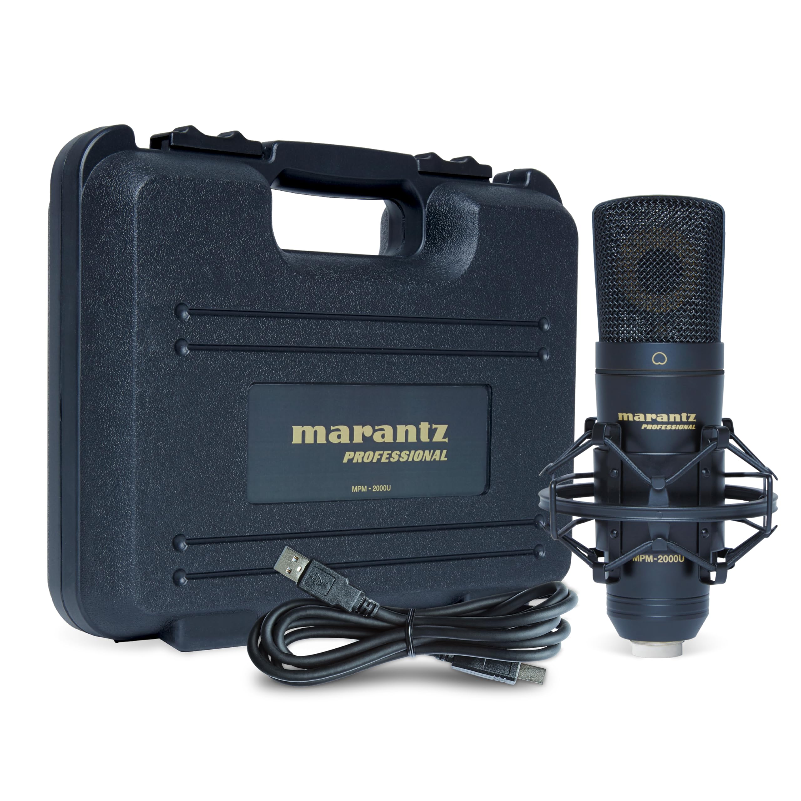 Marantz Professional MPM-2000U - Großmembran USB Mikrofon für Computeraufnahmen, Podcast und Gaming mit Mikrofonspinne, USB Kabel und Tasche enthalten