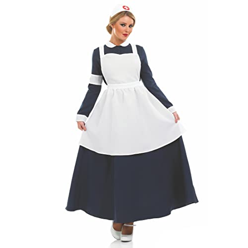 Fun Shack Schwarzes Krankenschwester Kostüm für Damen, Historisches Dienstmädchen Erwachsene, Sexy Faschingskostüm - L