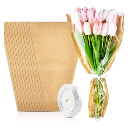 Junguluy 50 StüCk Blumenstrauß-Geschenkpapier, Kraftpapier, Floristen-Wickeltaschen, Blumenarrangement-ZubehöR für Hochzeit, Valentinstag