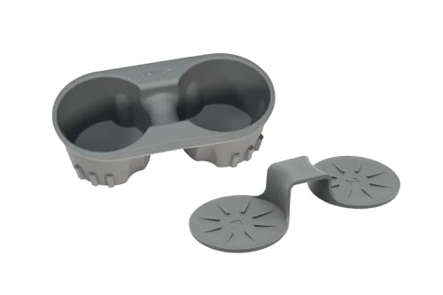 JOWUA Mittelkonsole Getränkehalter für Tesla Model 3 / Model Y Silikon Waschbar (Grau, Mittelkonsole Getränkehalter + Rücksitzuntersetzer)