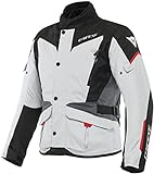 Dainese - Tempest 3 D Dry, Herren Motorrad Tourenjacke, Wasserdichte Jacke, Herausnehmbares Thermofutter, Schulter Und Ellbogenprotektoren, Eisgrau/Schwarz/Lavarot, 48