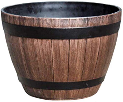 Whisky Barrel Flower Planter mit Abflussloch, Flower Planter Pot, Imitation Wood Planting Barrel für den Garten im Freien
