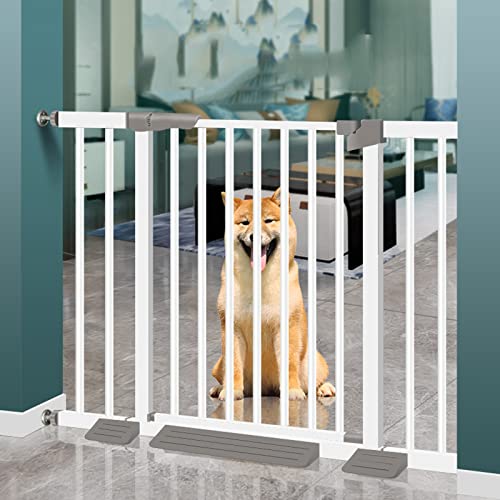 Weißes Babyschutzgitter,Haustierschutzgitter,Ausziehbares Schutzgitter,Sicherheitszaun für Hunde,Treppenschutzgitter für Babys und Hunde,Auto-Close (84-91cm/33-36in)