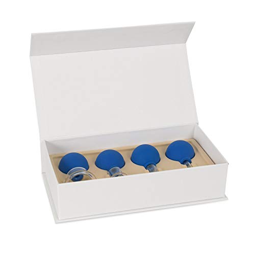 AFH Schröpfgläser Premium mit Bulk 4er Set in Box | Typ 1 - Zylinder | Blau oder Orange (Blau)