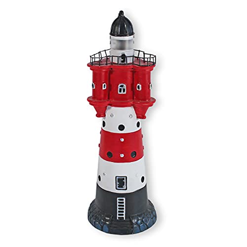 colourliving Leuchtturm Roter Sand 33 cm Deko Leuchtturm mit Licht Maritime Deko LED Beleuchtung