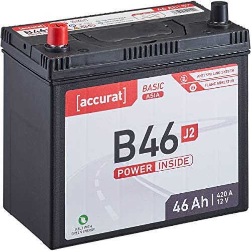 Accurat 12V 46Ah Asia Auto-Batterie Starter wartungsfreier Blei-Säure-Akku Basic-Serie B46 J2 (Pluspol links)