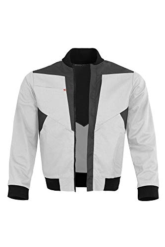 Qualitex X-Serie Unisex Blousonjacke in Weiss/grau Größe M, Arbeitsjacke für Herren und Damen, Schutzkleidung Arbeitsmantel mit vielen Taschen