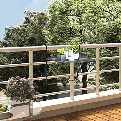 KTHLBRH Gartenmöbel Tisch Terrassentisch Balkontisch Outdoor Tisch Balkontisch Schwarz 60x40 cm Stahl für Rasenflächen, Gärten, Terrassen