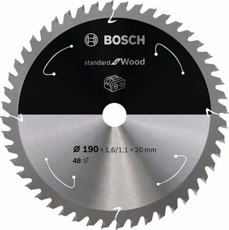 Bosch Akku-Kreissägeblatt Standard for Wood, 190 x 1,6/1,1 x 20, 48 Zähne 2608837705