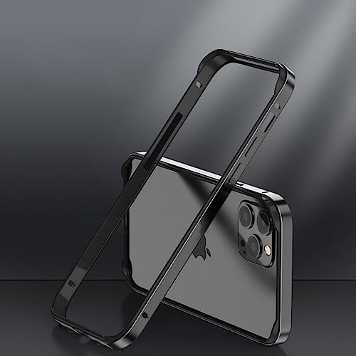 HHBYLEEE- Für iPhone 11 12 13 14 Pro Max Bumper Case Hybird Silikonrahmen Luxuriöses leichtes Aluminiummetall für iPhone X Xsmax 7 8 6 s 14 Plus(Farbe:Schwarz BK Größe:Für iPhone 12)