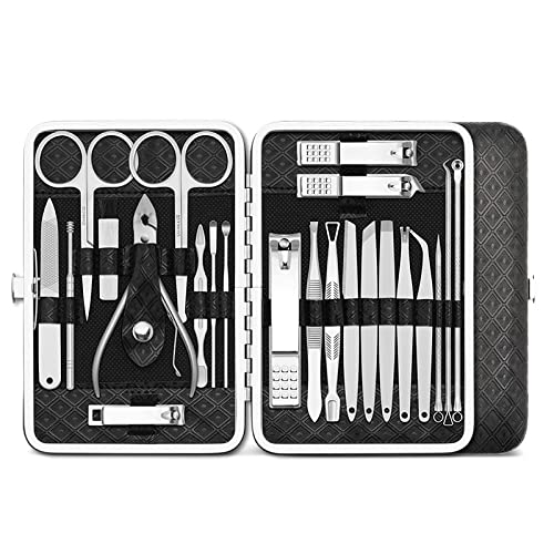 23P Maniküre-Sets komplettes Nageldehnungsset Nagelknipser Pediküre-Werkzeuge Alle Nagelprodukte, 23 Stück schwarz